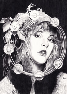 Example Piece: Fan Art of Stevie Nicks. (1 Person in graphite pencil A4 £100)