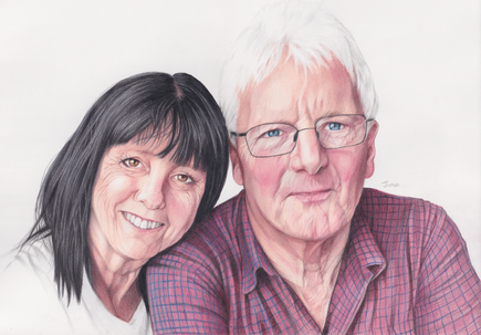 2 Person Coloured Pencil Portrait. A4 £200.