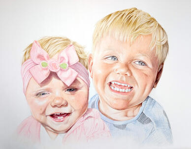 2 Person Coloured Pencil Portrait. A4 £200. Drawn using 2 separate photographs.