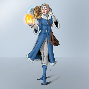 Elf Wizard With Flying Monkey Companion